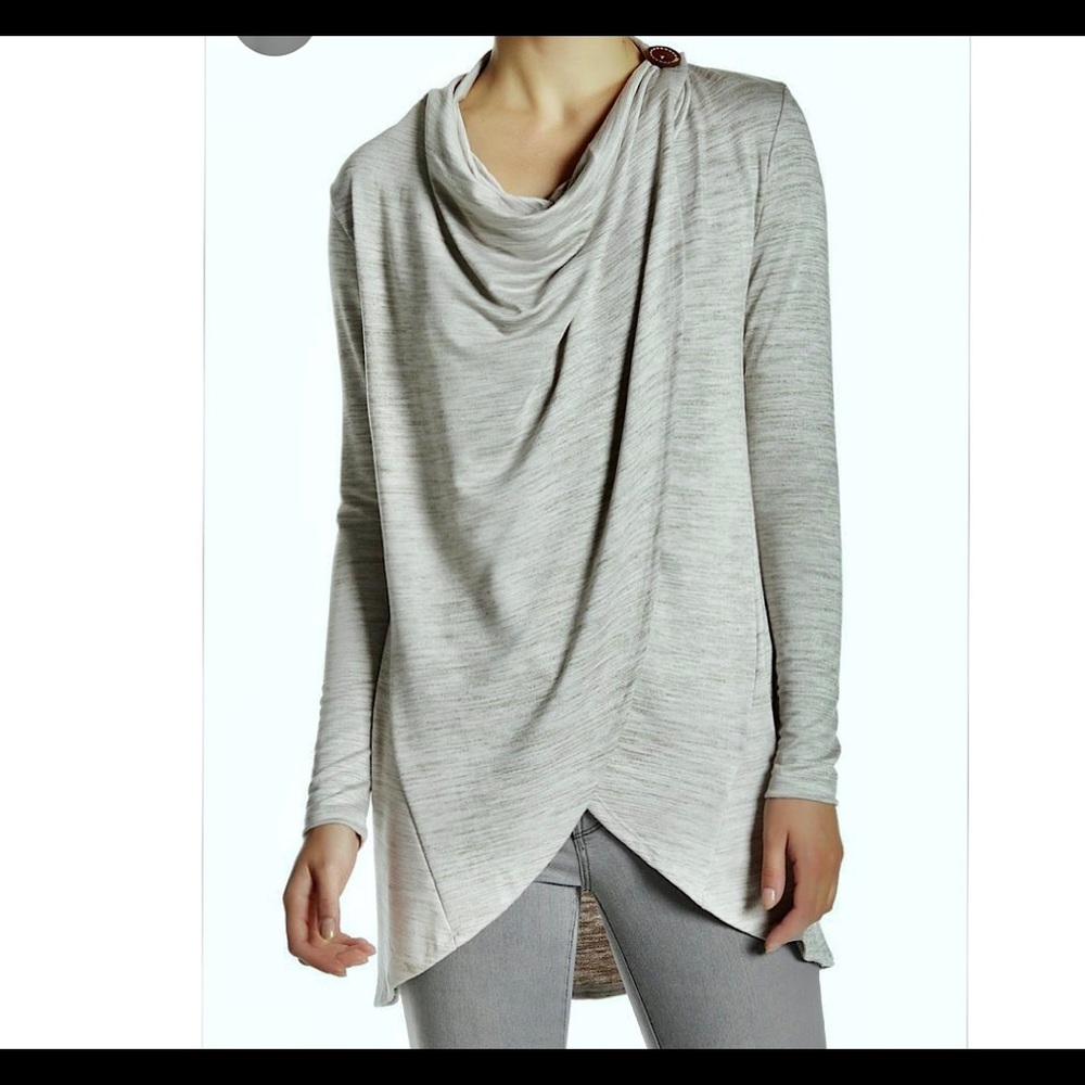 Bobeau Knit Wrap Gray Top, Size M, Like New